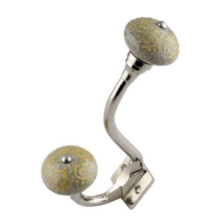 Mixed Circular Crackle Ceramic Silver Iron Hook